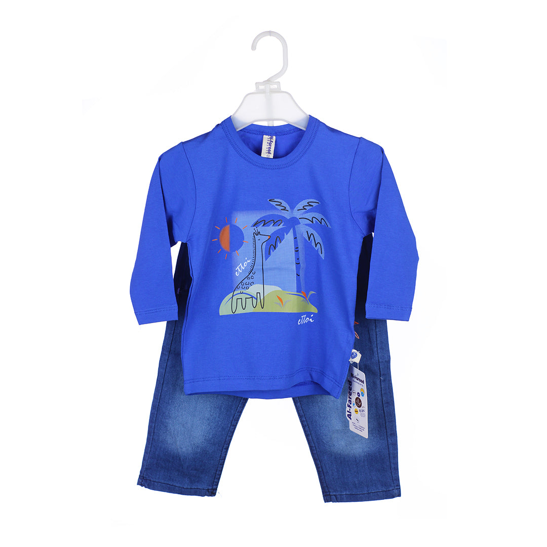 2-Piece "Giraffe Adventure" Top & Jeans Set for Baby Boys
