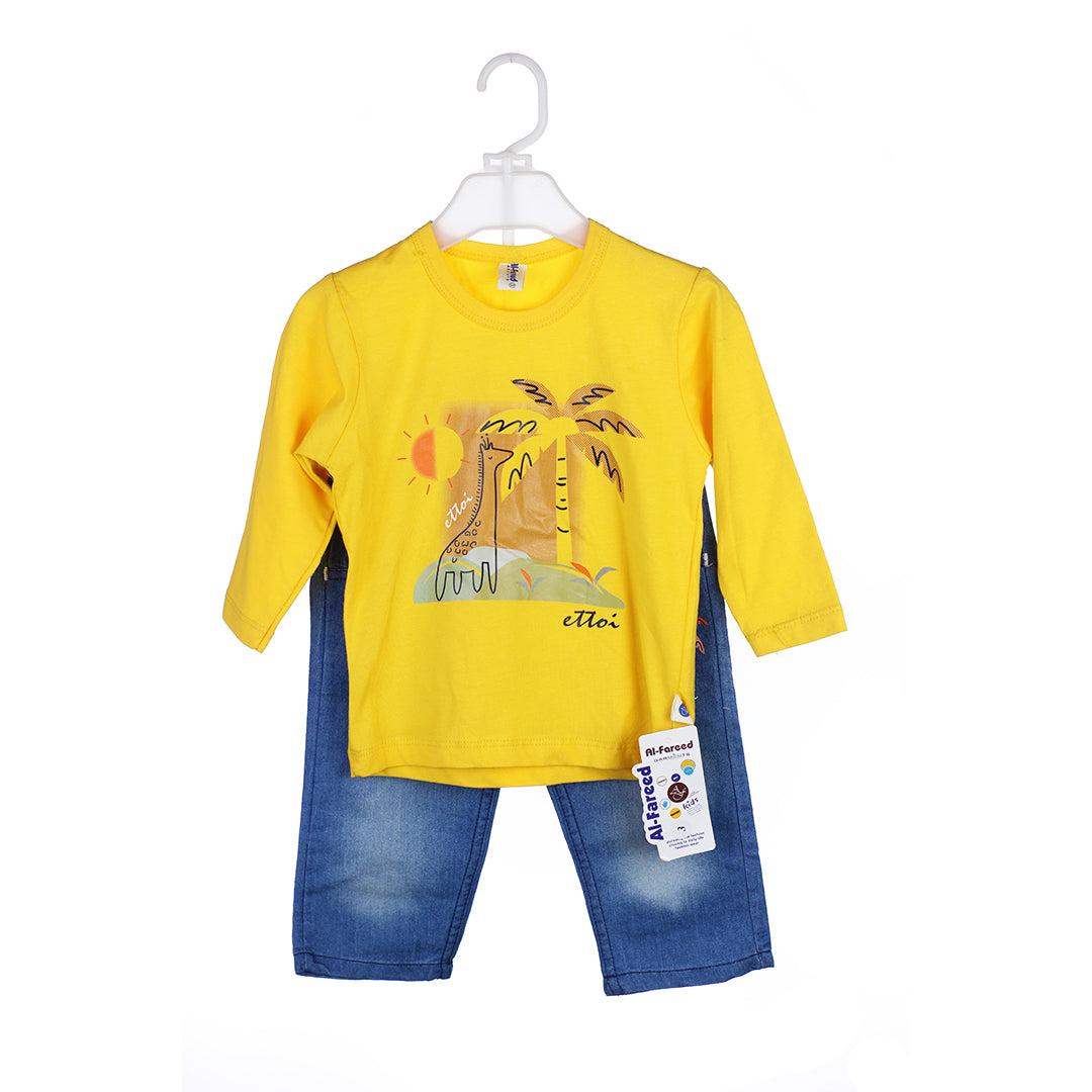 2-Piece "Giraffe Adventure" Top & Jeans Set for Baby Boys