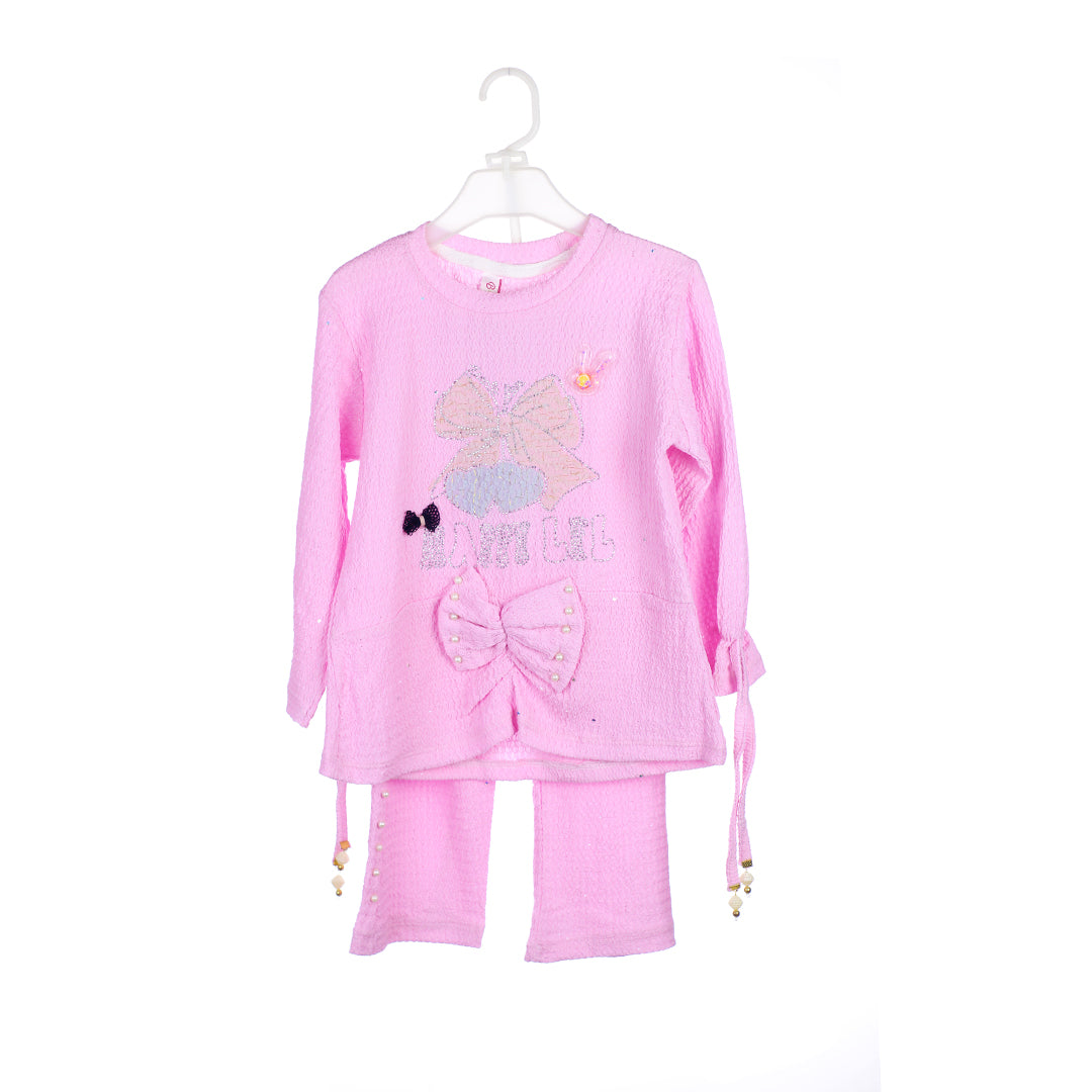 2-Piece Girls' Bow & Pearls Outfit Set