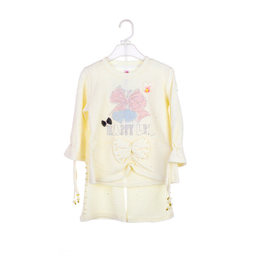 2-Piece Girls' Bow & Pearls Outfit Set