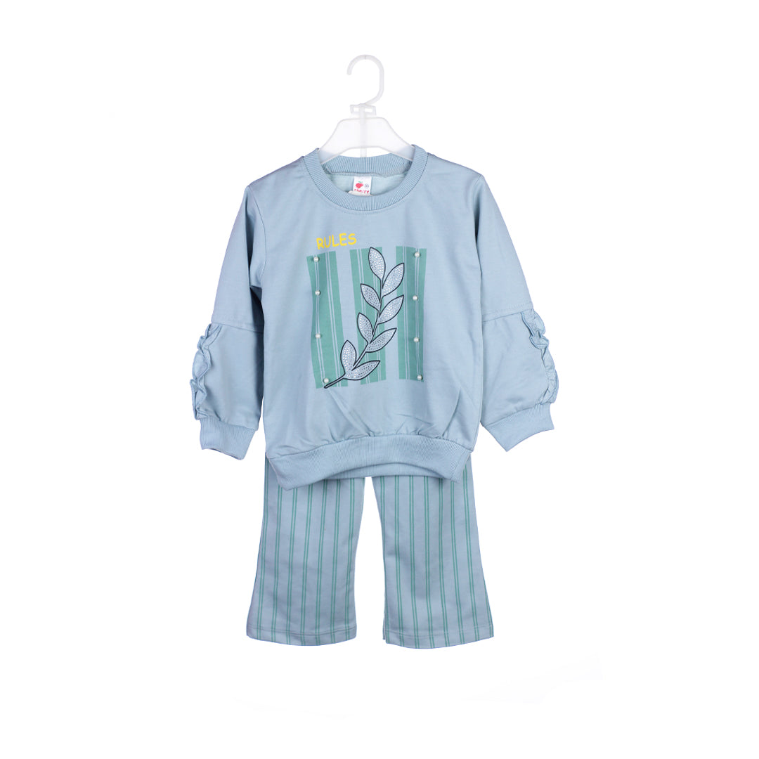 2-Piece Girls' Sweatshirt & Wide-Leg Pants Set