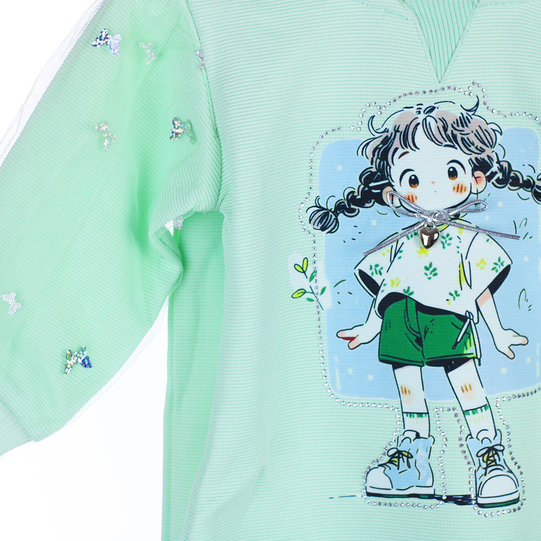 2-Piece Girls' Butterfly Hoodie & Trouser Set